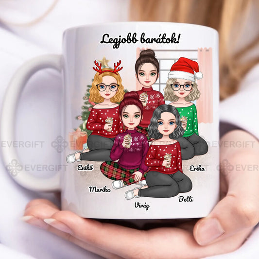 Karácsonyi testvéres/barátnős bögre - személyre szabható karakterekkel