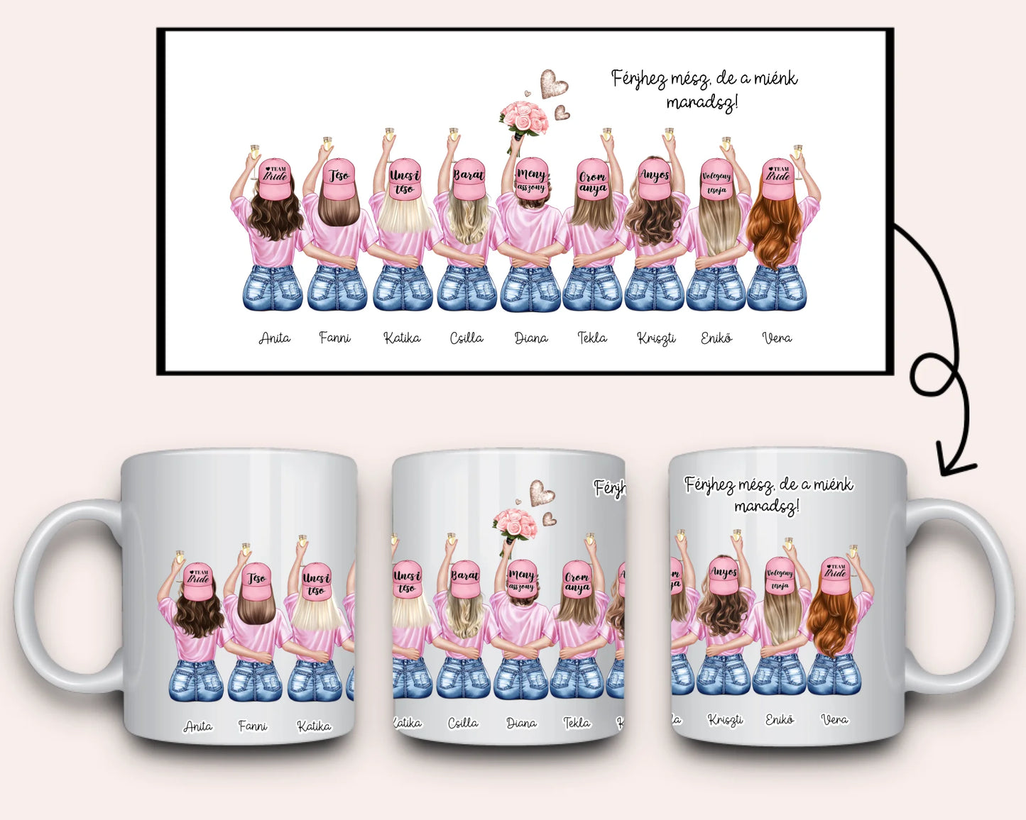 Lánybúcsús bögre akár 9 lánnyal